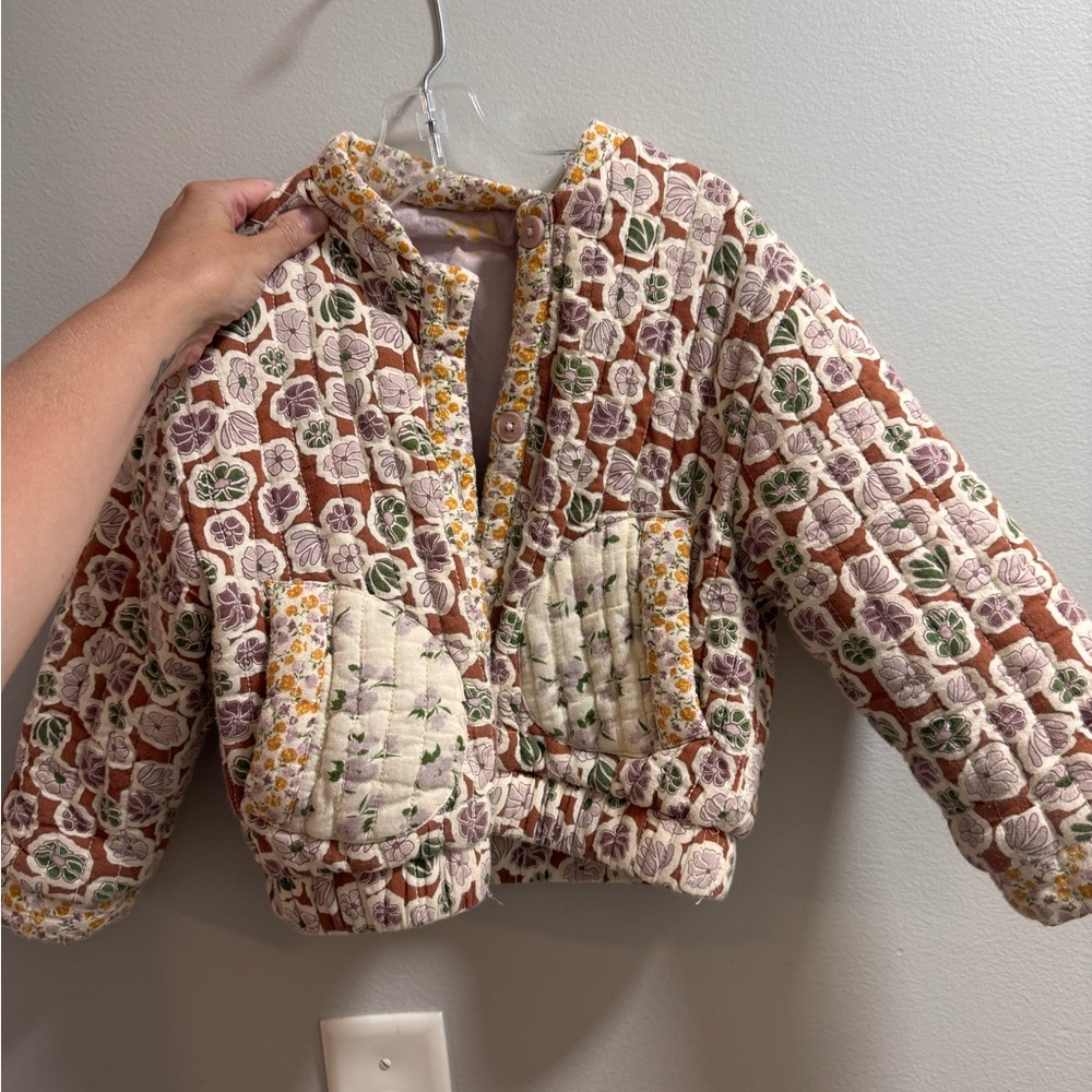 Zara Multicolor Quilted Floral Jacket